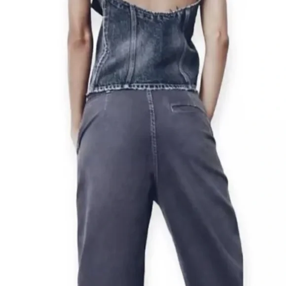 👖Zara Chino Gray Wide Leg Fit Pants - Comfortable and Cozy - Size 4 - Picture 4 of 12